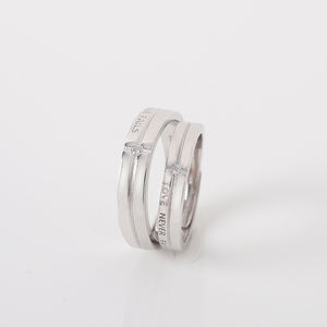 Love Never Falls <span class=keywords><strong>Promise</strong></span> pareja anillo conjunto letra 925 plata esterlina boda compromiso diamante anillo para hombres mujeres joyería fina - Product Image 3