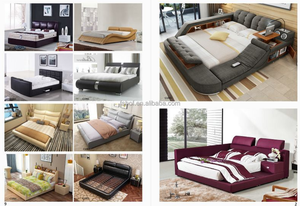Lits de chambre à coucher modernes Tête de <span class=keywords><strong>lit</strong></span> à LED Lampe de lecture A022-1 <span class=keywords><strong>Lit</strong></span> bas moderne et élégant <span class=keywords><strong>avec</strong></span> tête de <span class=keywords><strong>lit</strong></span> rembourrée pour chambre à coucher - Product Image 3