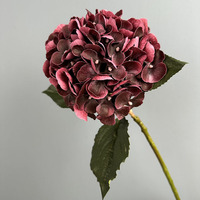 Bunga Hydrangea Buatan 60cm Real Touch Tangkai Tunggal, Kepala Bunga Penuh 16cm, Hydrangea Palsu untuk Dekorasi Rangkaian Bunga Pernikahan dan Rumah