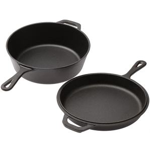 Casseroles de cuisine de Camping, 3 poêles <span class=keywords><strong>à</strong></span> 4 niveaux, marmite et poêle <span class=keywords><strong>à</strong></span> frire pré-assaisonnement, ustensile de cuisine Double <span class=keywords><strong>fonte</strong></span>, four néerlandais - Product Image 2