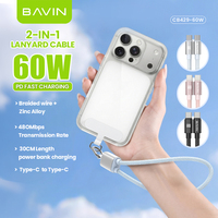 Kabel USB Tali Ponsel BAVIN Excellent Sturdy Anti-maling Anti-pencurian CB429 PD60W Density Braid