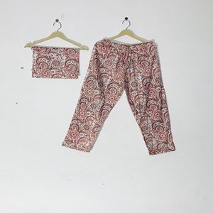 Excelente Conjunto de Pijama Floral Estampado de Algodón, Ropa de Dormir y de Estar para Mujer, Estilo Bohemio, Regalo de Verano - Product Image 3