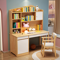Offre Spéciale : Ensemble Bureau Informatique en Bois Massif au Design Moderne, Gain de Place pour Chambre d'Enfant, Combinaison Bibliothèque et Chaise