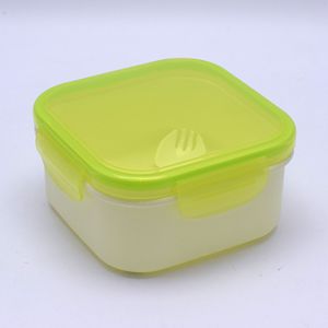 กล่องข้าวพลาสติกสุญญากาศทรงสี่เหลี่ยมสีเขียวและสีส้มพร้อมส้อมสำหรับเก็บอาหาร - Product Image 5