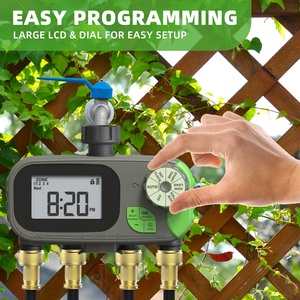 Programmateur d'arrosage pour tuyau d'arrosage avec sécurité enfant, <span class=keywords><strong>minuterie</strong></span> numérique en laiton <span class=keywords><strong>programmable</strong></span> 4 zones pour irrigation goutte à goutte, <span class=keywords><strong>piscine</strong></span> - Product Image 4