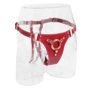 Culotte de bondage en cuir rouge avec sangles réglables et anneau métallique pour femmes, accessoires intimes lavables - Product Image 5