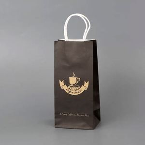 Factory Supply Accept Custom Order 100% Recyclable Black Kraft <b>Paper</b> Coffee Store Shopping <b>Bags</b> - Product Image 1
