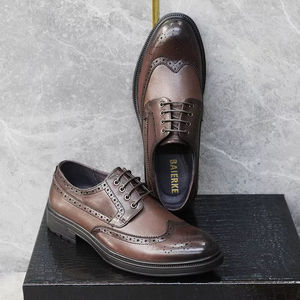 Zapatos Oxford Clásicos Personalizados de Cuero Genuino para Hombre, Zapatos de Vestir con Punta, Diseño Plano Cómodo, Plantillas de Goma, Zapatos de Oficina para Negocios - Product Image 3