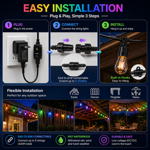 <span class=keywords><strong>Guirlande</strong></span> LED S14 Incassable avec Fonction de Reprise à un Point Spécifique, Contrôle par Application DC12V, 20 Ampoules, Espacement de 15 cm, Idéale pour Bistrots et Restaurants - Product Image 5