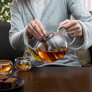 Стеклянный чайник 1000 мл со съемным заварочным устройством из нержавеющей стали, чайный чайник без капель, набор стеклянных чайников - Product Image 5