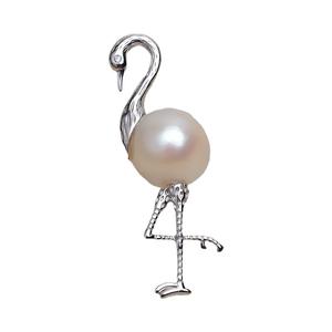 Colgante Barroco de Plata S925 Hecho a Mano, Base Hueca con Perla de Cisne Inusual y Flamenco, Accesorio para Collar DIY 4405 - Product Image 4