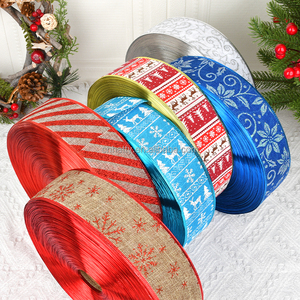 Ruban imprimé personnalisé avec logo 2025 Joyeux Noël et Bonne Année, ruban gros-grain imprimé arbre de Noël 63 mm pour fournitures de fête - Product Image 4