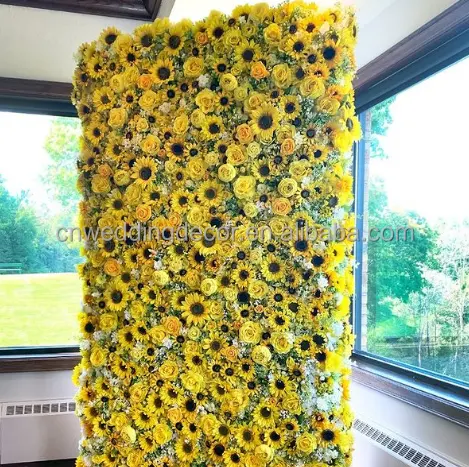 Nieuwe Kleuren Gele Zonnebloemen Terug Doek Roll Up Bloem Achtergrond Bruiloft Achtergrond