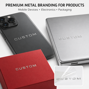 Etichetta Adesiva Personalizzata Ultra Sottile in Nichel Elettroformato, <span class=keywords><strong>Logo</strong></span> in Metallo Argento e Nero per Imballaggi di Elettronica Mobile - Product Image 2