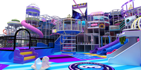 Aire de jeux interactive intérieure pour enfants, équipement d'amusement commercial sur mesure avec labyrinthe, fosse à balles, toboggan et trampoline