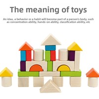 Bloques de Construcción de Madera con Forma de Castillo, 40 Piezas, Tema de Animales y Naturaleza, Juguetes Educativos para Bebés y Niños de Jardín de Infancia, Unisex