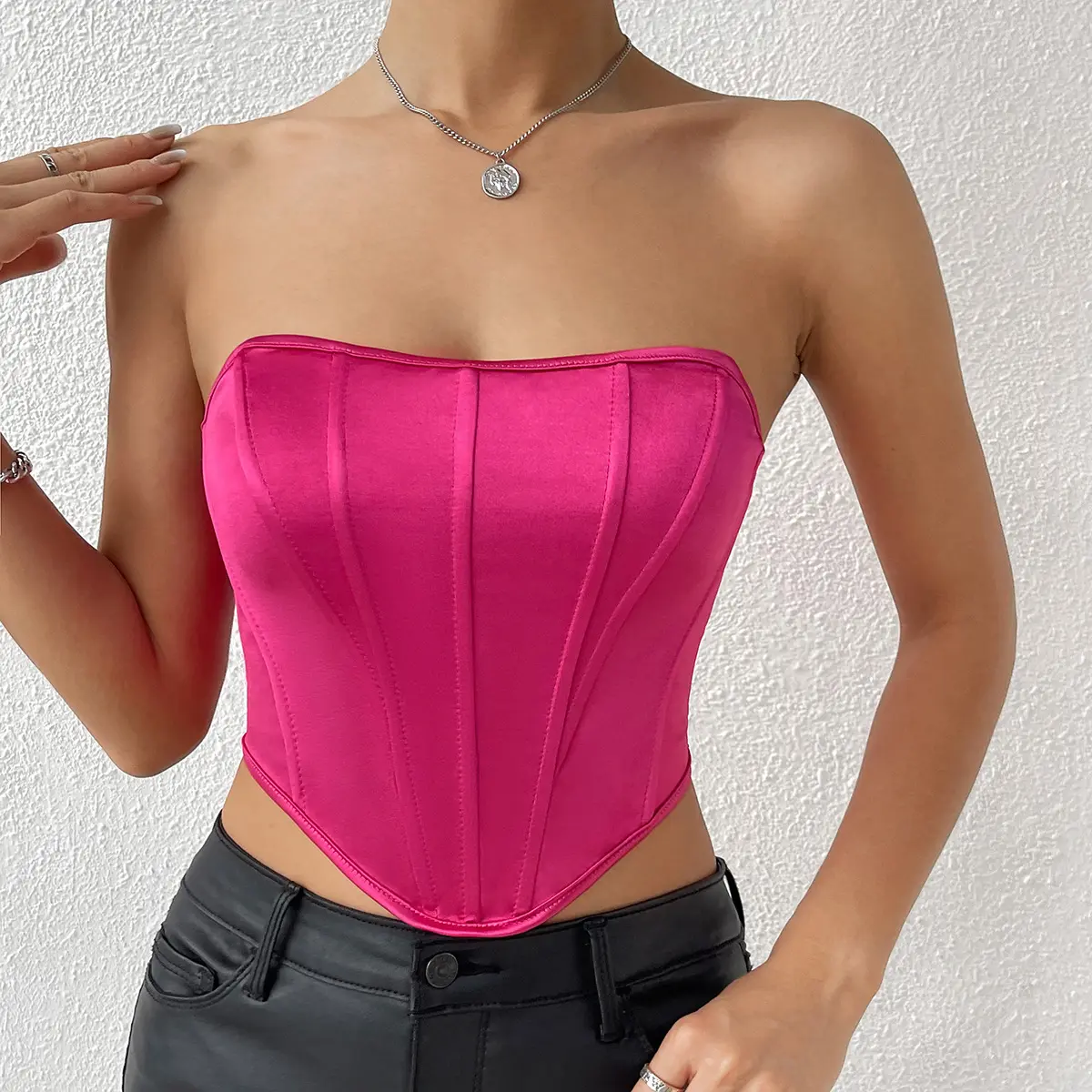 Espartilho feminino, corset feminino cropped de costas nuas, confortável, fino, para uso externo