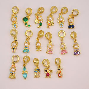 CZ8906 Little Small Mini 18K chapado en oro cuentos de hadas circón CZ Micro Pave princesa figura sirena chica colgante encantos colgantes - Product Image 5