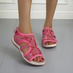 Sandalias de verano 2021 para mujer, nueva <span class=keywords><strong>cabeza</strong></span> redonda, transpirables, informales, planas, para playa, para mujer, talla grande con amortiguación para comercio exterior - Product Image 2