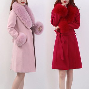 Veste d'hiver chaude de luxe pour femmes Jtfur, manteau en laine tendance pour femmes avec col en fourrure de <span class=keywords><strong>renard</strong></span> - Product Image 3