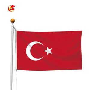Bendera Negara Besar Bendera Negara Merah Putih Bintang Bulan Turki Bendera Nasional 3X5 Kaki 90X150CM Poliester Sisi Ganda Cetak Bendera Turki