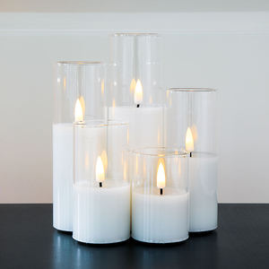 Mermei's Set of 5 Pillar <strong>White</strong> Glass Led <strong>Candle</strong> for Home Decoration Led <strong>Candle</strong> - Product Image 1