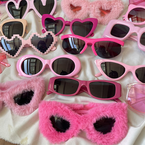 Rose Red European American Street Style Cat Eye UV400 Marco completo Corazón Rosa Gafas <span class=keywords><strong>de</strong></span> sol Internet Celebrity Gafas <span class=keywords><strong>de</strong></span> sol - Product Image 3