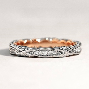 Anello Minimalista Bicolore con Micro Pavé per Donna, Elegante e Versatile, Ornamento per Dito Indice - Product Image 1