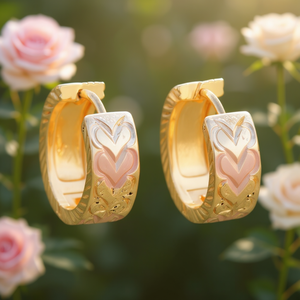 Orecchini a cerchio romantici a forma di cuore per donna, in lega di zinco placcata oro 18 carati, multicolor, gioielli regalo, orecchini alla moda - Product Image 2