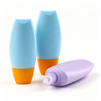 Botellas de Plástico Ovaladas Planas con Tapa de Rosca para Lociones Cosméticas Vacías de HDPE Blanco de 30 ml y 40 ml