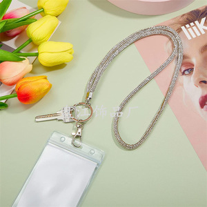 En gros, cordon de cou pour téléphone portable de 120 cm orné de strass, collier porte-badge pour sac bandoulière d'exposition, porte-clés et accessoires de travail - Product Image 1