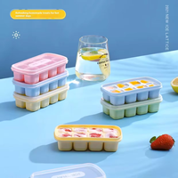 Bac à glaçons en silicone sans Bpa Moules à glaçons réutilisables Bac à glaçons avec couvercle amovible résistant aux éclaboussures