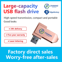 Nuevo logotipo personalizado USB2.0 Pretty Rose Gold Pink Swivel 360 grados de rotación 64G Metal ultra Heart Solid Flash Drive Memory Disk Pen