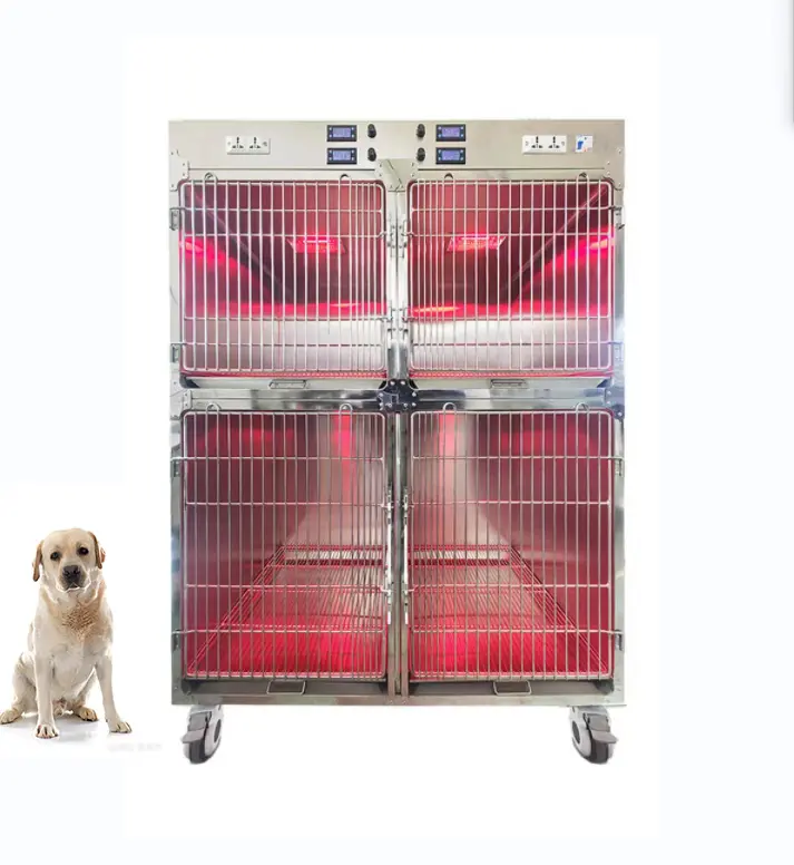 Gaiola de oxigênio para cachorros, equipamento veterinário em aço inoxidável