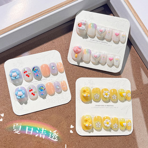 เล็บปลอมเด็ก Qiany 12 ชิ้น ลายการ์ตูน 3 มิติ ตกแต่งรูปกระต่าย หมี ดอกไม้ โบว์ ลูกกวาด สำหรับเด็กผู้หญิง อายุ 5-12 ปี ขายส่ง - Product Image 3