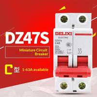 Disjoncteur Air Switch DZ47S 2P pour usage domestique, protection contre les courts-circuits, monophasé 63A
