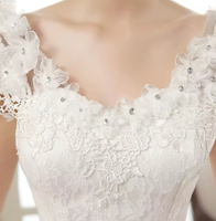 NDC10049 2024 Printemps Nouvelle robe de mariée grande taille avec nœud Épaules minces et fines Fat Lace Flower Off-shoulder Female