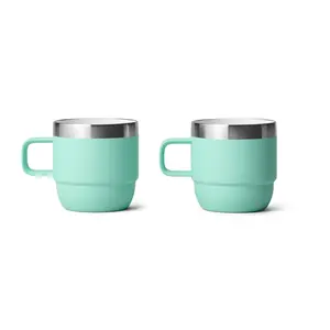 2024 yeni tasarım 4oz 6oz mini kahve istiflenebilir fincan vakum yalıtımlı kahve kupa paslanmaz çelik seramik kaplama kahve fincanı