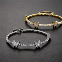 Bracelet chaîne en zircon pour femme, luxe léger et micro-pavé, chaîne papillon en zircon