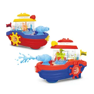 Colorful Battery Operated Boat Toy Clear Gears For Kids With Light Music