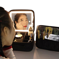 Boîte organisateur de maquillage de voyage portable Led personnalisée trousse de maquillage avec éclairage trousse de maquillage cosmétique professionnelle avec miroir LED