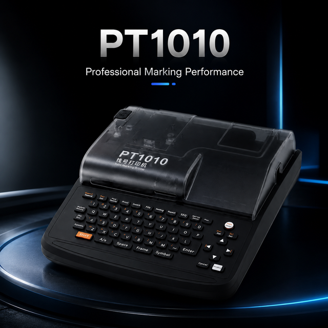 PT1010 Thermal Transfer Cable Label Printer, 300DPI USB Tube Sticker Printer, Max 12mm for Heat Shrink Tube Wire Cable Marking