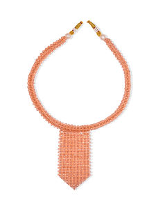 Collier long Mala de luxe fait main en fil et perles, couleur pêche, pour femme, bijoux ethniques bohèmes, idéal pour les festivals et les soirées - Product Image 3