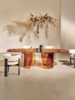 Table à manger en verre de luxe, ensemble de table à manger en verre 6 places