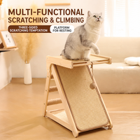 Lit-griffoir de luxe moderne et classique pour chat – Combinaison durable en bois massif, écologique et anti-chute, avec structure d'escalade pour chat en carton