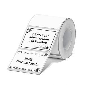 Mini-étiquettes autocollantes en papier thermique 40x30mm (1,58''x1,18'') blanches, imperméables et résistantes à la déchirure pour journal, notes et études - Product Image 1