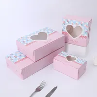 Boîte à biscuits personnalisée pour pâtisserie, boîte individuelle à couvercle rabattable, carton ivoire, pelliculage mat, boîte à biscuits carrée avec fenêtre