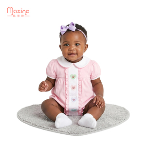 Ropero de Algodón con Apliques para Recién Nacidos, Manga Corta, Ropa para Bebés Niñas, Ropero Personalizado con Cuello - Product Image 3