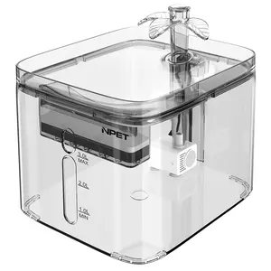 Fonte de água NPET transparente ultra silenciosa para gatos 3L Fonte automática para bebidas para animais de estimação com filtro cascata de torneira de 3 folhas