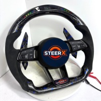 Volant en fibre de carbone forgée avec éclairage LED pour Audi A1 A3 A4 A5 A6 A7 R8 RS3 RS5 Q5 Q7 S3 S4 S5 TT B8 B9 - Prise en charge de toute personnalisation